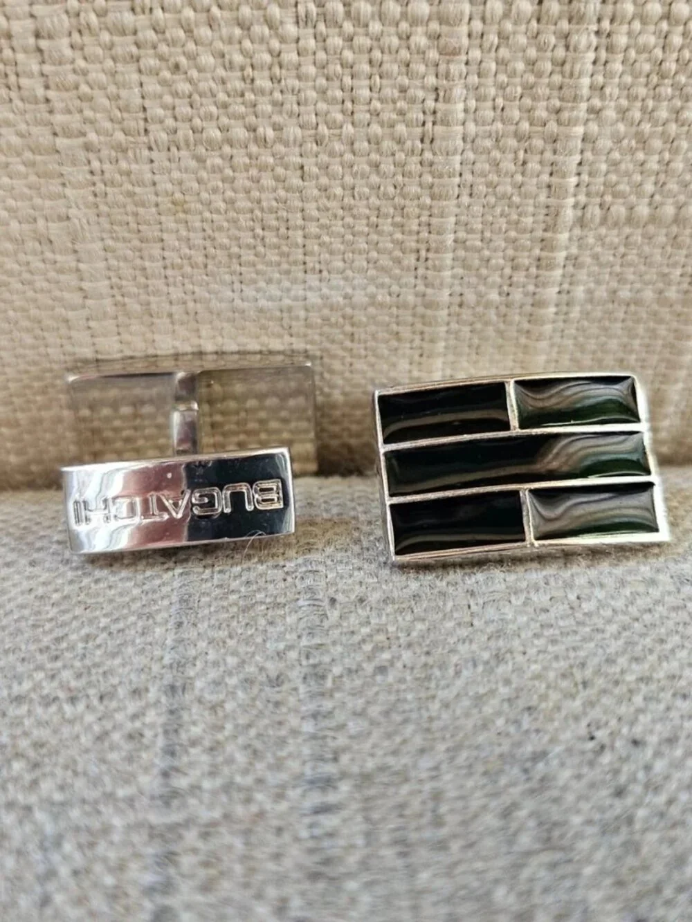 Bughatchi Cuff Link Father day Gifts Cufflinks Black/Silver Tone Stud Cuff Link